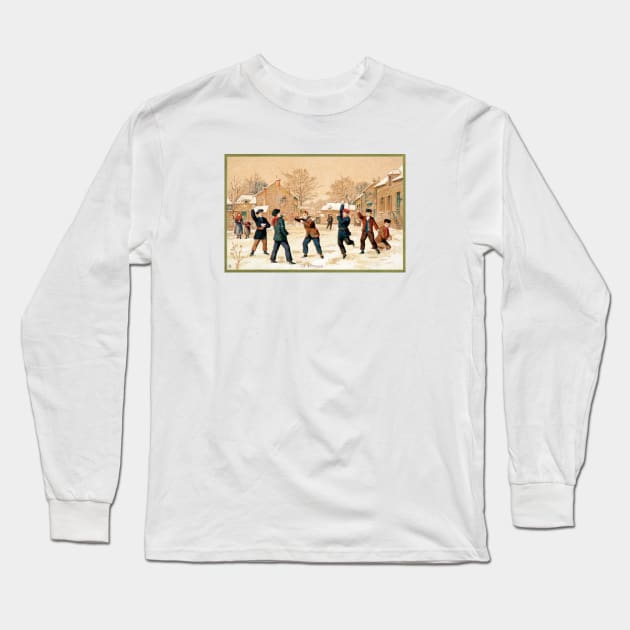 19th C. Snowball Fight Long Sleeve T-Shirt by historicimage